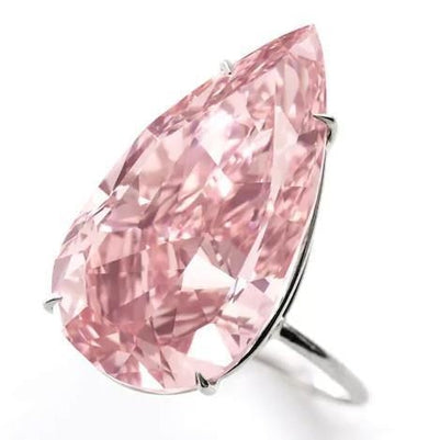 Big Pear Cut Solitaire  Women Jewelry Pink Gemstone   Gold White   Gemstone Ring