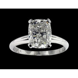 Big Cushion Cut Natural Earth Mined Diamond 3 Carats Solitaire Ring