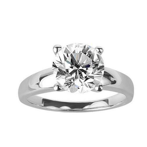 Big Round  Lady’s Fancy Engagement White Gold Diamond Solitaire Ring 