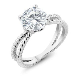 Split Shank Diamond Solitaire 3 Ct Wedding Ring White Gold 14K