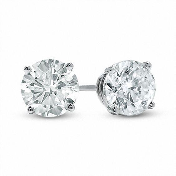Big Round  New High Quality Wedding  Stud Earrings White Gold Diamond