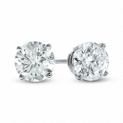 Big Round  New High Quality Wedding  Stud Earrings White Gold Diamond