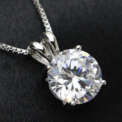 Big Round Cut Diamond Necklace Pendant White Gold 14K 3.5 Carats Pendant