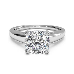 Big Sparkling Cushion Cut 3 Carat Lab Grown Diamond Engagement Ring White Gold