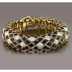 Black Yellow Gold Diamond Men's Bracelet 4.80 Carats Jewelry New