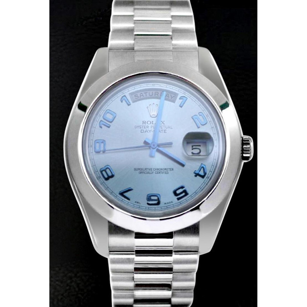 Rolex President Day-Date Platinum Ice Blue Diamond Dial Bezel Mens Watch  118346 at 1stDibs | men's platinum rolex, platinum presidential rolex,  platinum rolex president