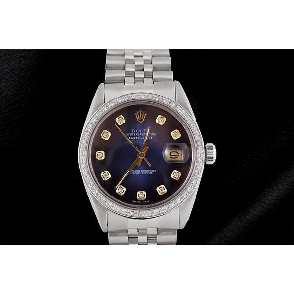 Blue Diamond Dial Jubilee Bracelet Ss Rolex Datejust Watch Rolex