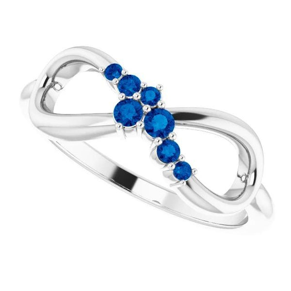 Blue Sapphire Promise Ring Infinity 1 Carat White Gold  Stylish  Jewelry Gemstone Ring