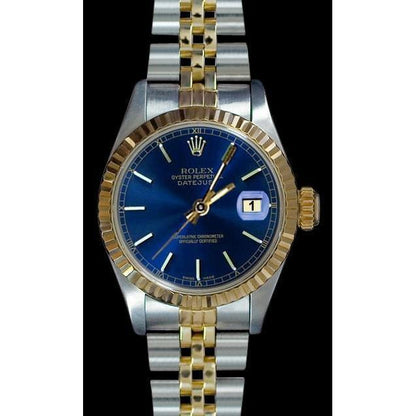 Blue Stick Dial Fluted Bezel Datejust Rolex Women Watch Ss & Gold Rolex