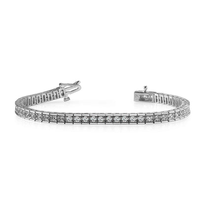 Box Link Tennis Bracelet 7.50 Ct Round Cut Diamonds White Gold 14K Tennis Bracelet