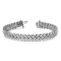 Bracelet White Gold 14K 12 Ct Round Cut Natural Earth Mined Diamonds Figure Eight Link