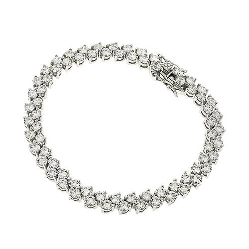 Bracelet Women Jewelry White Gold 7 Carats Prong Set Round Diamond Tennis Bracelet