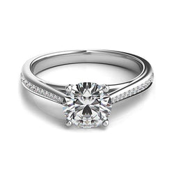 Brilliant Cut 2.90 Ct Natural Earth Mined Diamonds Women Engagement Ring White Gold 14K