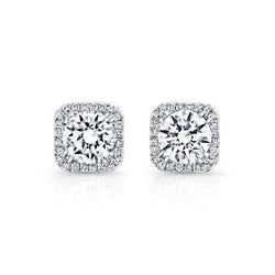 2.50 Carats Halo Diamond Ladies Stud Earrings 14K White Gold