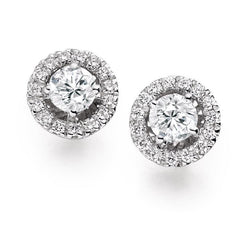 Brilliant Cut 2.3 Carats Natural Earth Mined Diamonds Lady Studs Halo Earrings White Gold