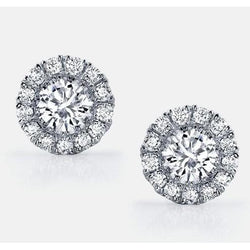 Brilliant Cut 3.60 Carats Halo Diamonds Studs Earrings White Gold 14K