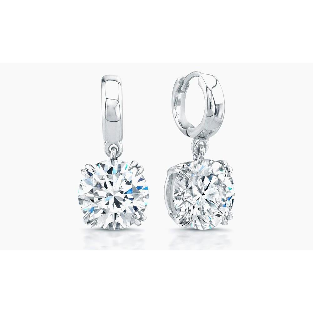 Brilliant Cut 5.50 Carats Diamonds Lady Dangle Earrings White Gold Dangle Earrings