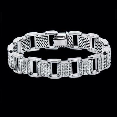 Brilliant Cut 6.25 Carats Round Cut Diamonds Mens Bracelet White Gold Mens Bracelet