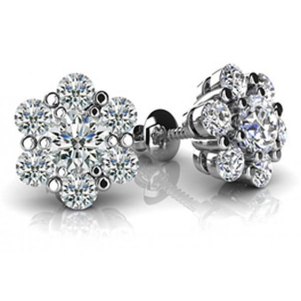 Brilliant Cut Diamond Stud Earring White Gold 14K Fine Gold 1.80 Ct Stud Earrings