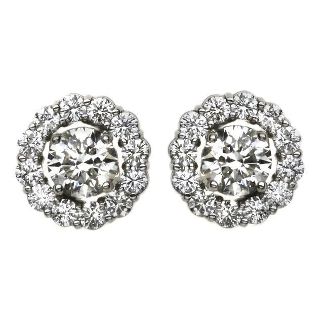 Brilliant Cut Diamond Stud Halo Earring White Gold Jewelry Halo Stud Earrings