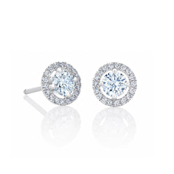 Brilliant Cut Diamonds Studs Halo Earrings  2.20 Carats