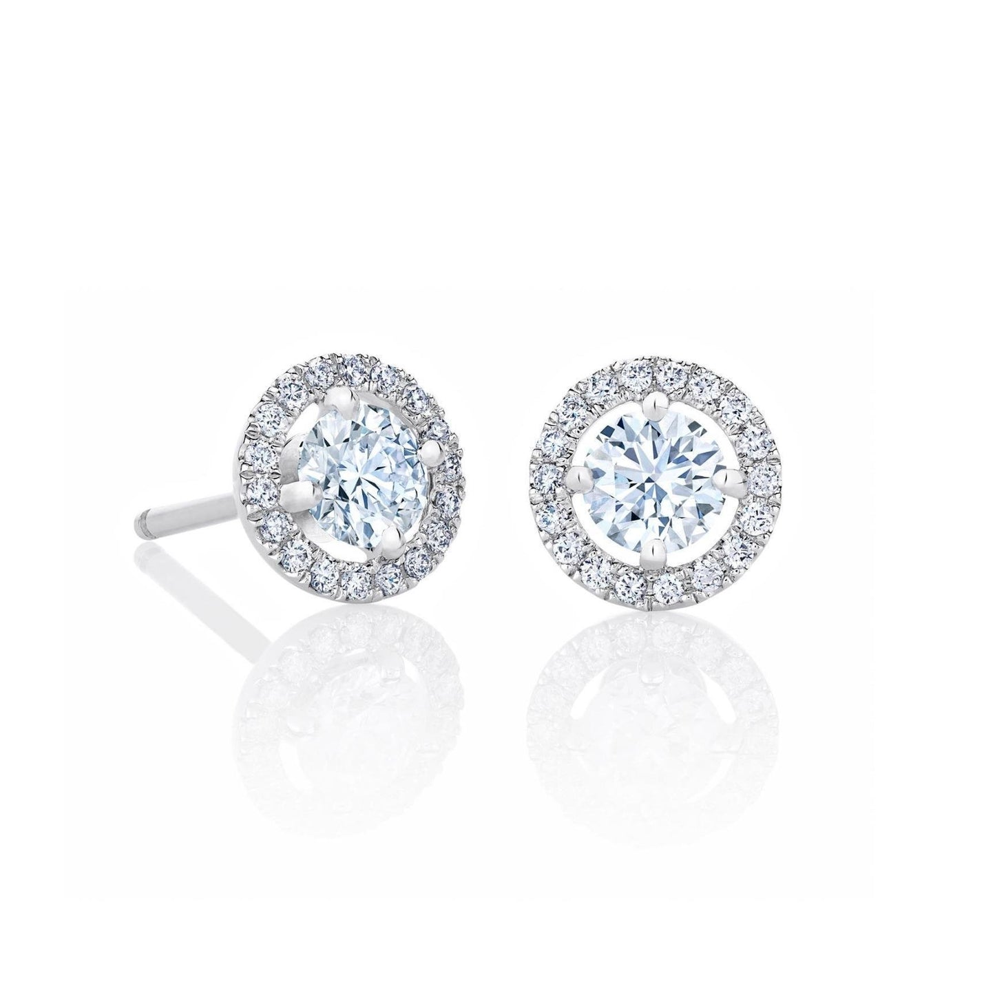 Brilliant Cut Women Diamond Engagement Ring White Gold Studs Halo Earrings