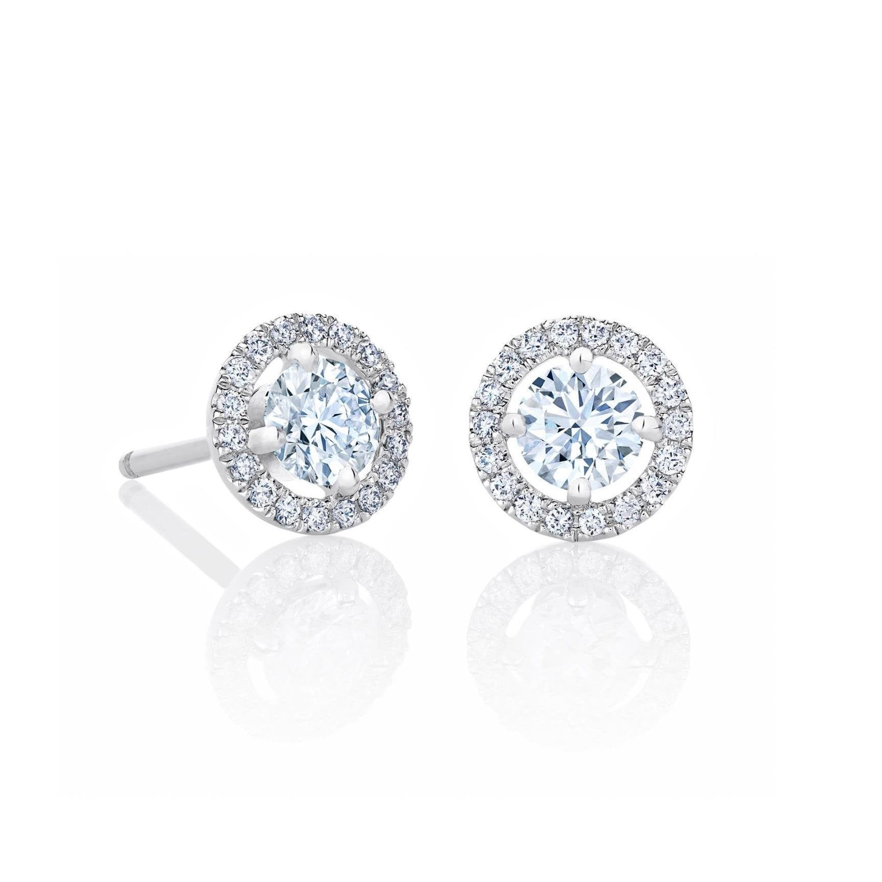 Brilliant Cut Women Diamond Engagement Ring White Gold Studs Halo Earrings
