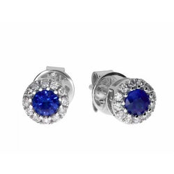 Brilliant Cut Sapphire And Diamond 3 Ct Stud Earring White Gold