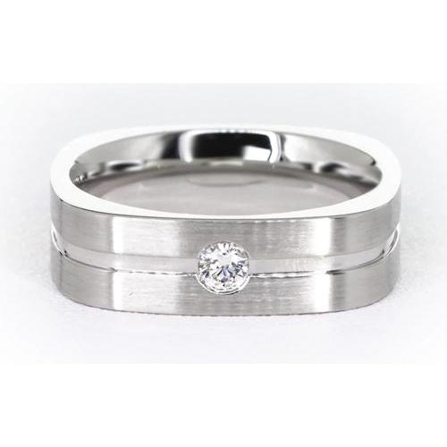 Brushed Finish Round Diamond Mens’ Ring White Gold 14K 0.20 Carats Mens Ring