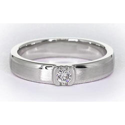Brushed Finish Round Diamond Men's Ring White Gold 10K 0.50 Carats