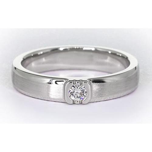 Brushed Finish Round Diamond Men'S Ring White Gold 14K 0.50 Carats Mens Ring