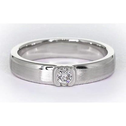 Brushed Finish Round Diamond Men'S Ring White Gold 14K 0.50 Carats Mens Ring