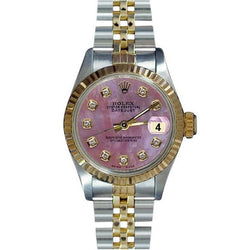 Burgundy Diamond Dial Ss & Gold Jubilee Datejust Lady Watch Rolex
