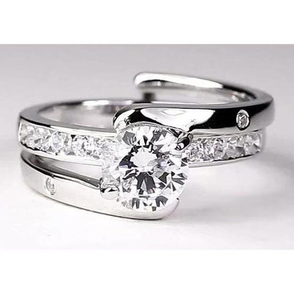 Bypass Shank Setting Round Diamond Engagement Ring 2 Carats Engagement Ring