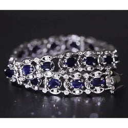 Ceylon Blue Diamond Bracelet 21 Carats White Gold 14K