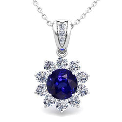 Ceylon Blue Sapphire Pendant White Gold 14K Natural Earth Mined Diamond Jewelry 3 Ct.