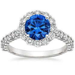 Ceylon Sapphire And Diamond Wedding Ring Gold 14K Jewelry 2.70 Ct.