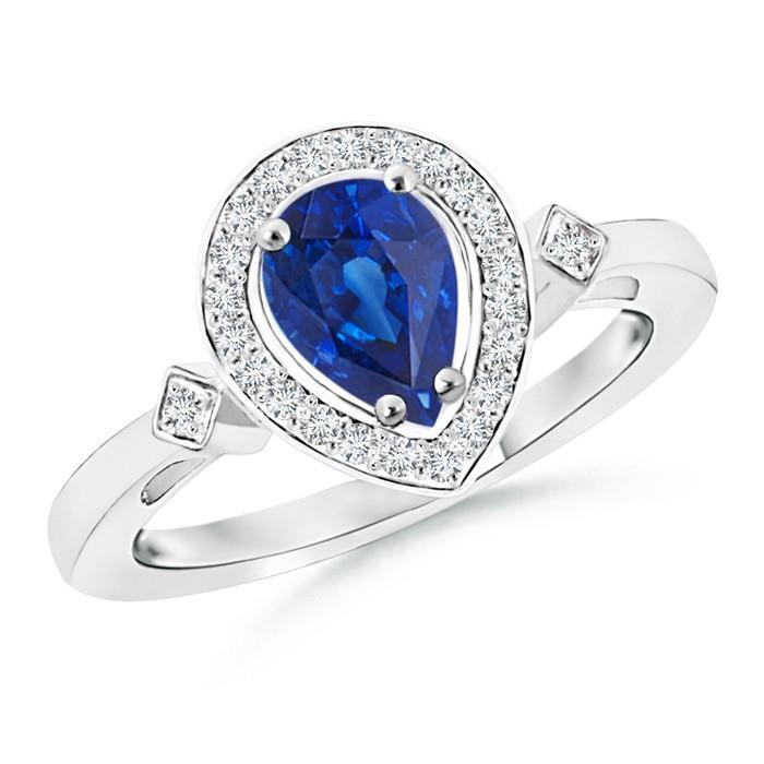 Ceylon Sapphire Diamonds 3.20 Carats Ring White Gold 14K Gemstone Ring