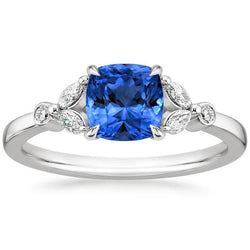 Ceylon Sapphire With Diamonds 2.70 Ct Ring White Gold 14K