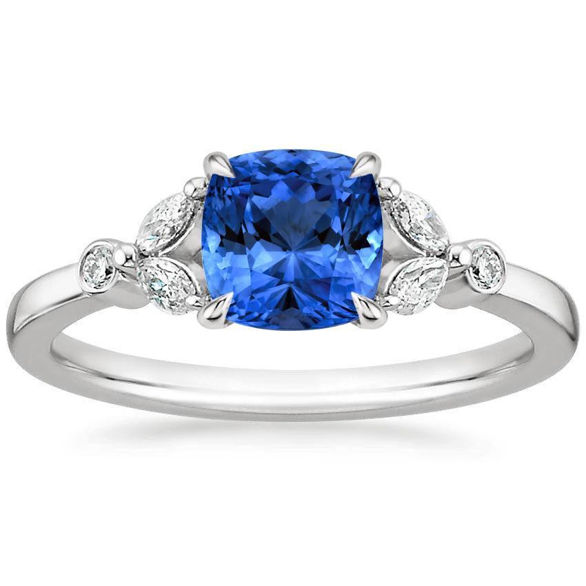 Ceylon Sapphire With Diamonds 2.70 Ct Ring White Gold 14K Gemstone Ring