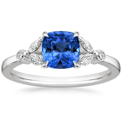 Ceylon Sapphire With Diamonds 2.70 Ct Ring White Gold 14K Gemstone Ring