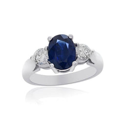 Ceylon Sapphire With Diamonds 3 Carats Ring White Gold