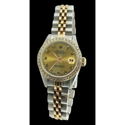Champagne Arabic Ss & Gold Bracelet Rolex Date Just Watch