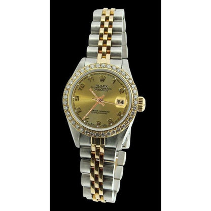 Champagne Arabic Ss & Gold Bracelet Rolex Date Just Watch Rolex