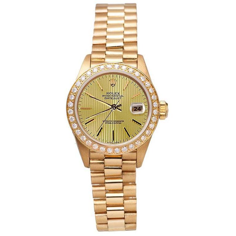 Champagne Tapestry Stick Dial Pin Stripe Gold Presidential Watch Pin