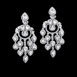 Chandelier Hanging Diamond Earrings 4.50 Carats White Gold 14K