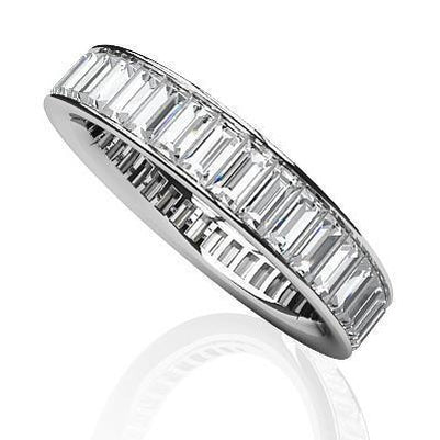Channel Set Baguette Cut Diamond Eternity Wedding Band Gold 6 Carats Eternity Band