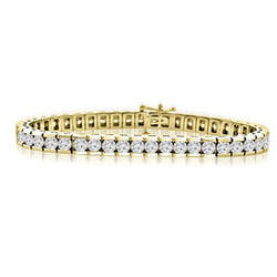 Channel Set Bracelet 8.80 Carats Round Cut Lab Grown Diamonds YG 14K