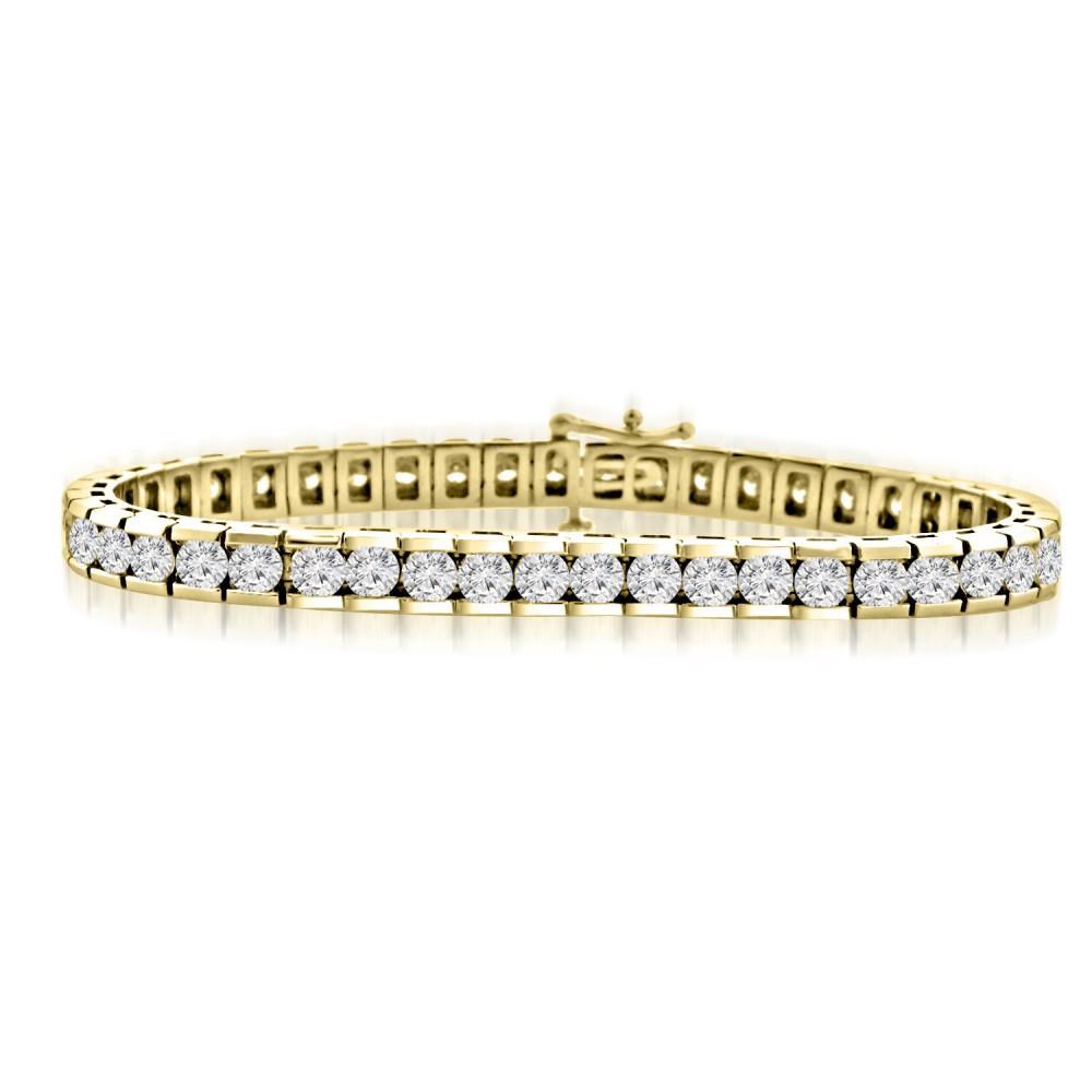 Channel Set Bracelet 8.80 Carats Round Cut Diamonds Yg 10K Tennis Bracelet