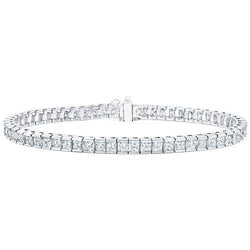 Channel Set Bracelet 8.55 Carats Princess Cut Lab Grown Diamonds WG 10K